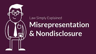 Misrepresentation and Nondisclosure  Contracts  Defenses amp Excuses [upl. by Destinee829]