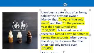 How to apply misrepresentation Liam cupcake scenario [upl. by Hugues]