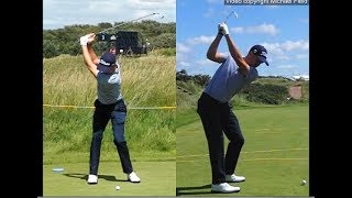 Justin Thomas golf swing  Long Iron faceon amp downtheline July 2017 [upl. by Erie]