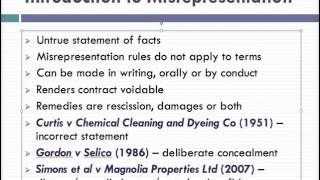 Misrepresentation Lecture 1 of 4 [upl. by Nnednarb]